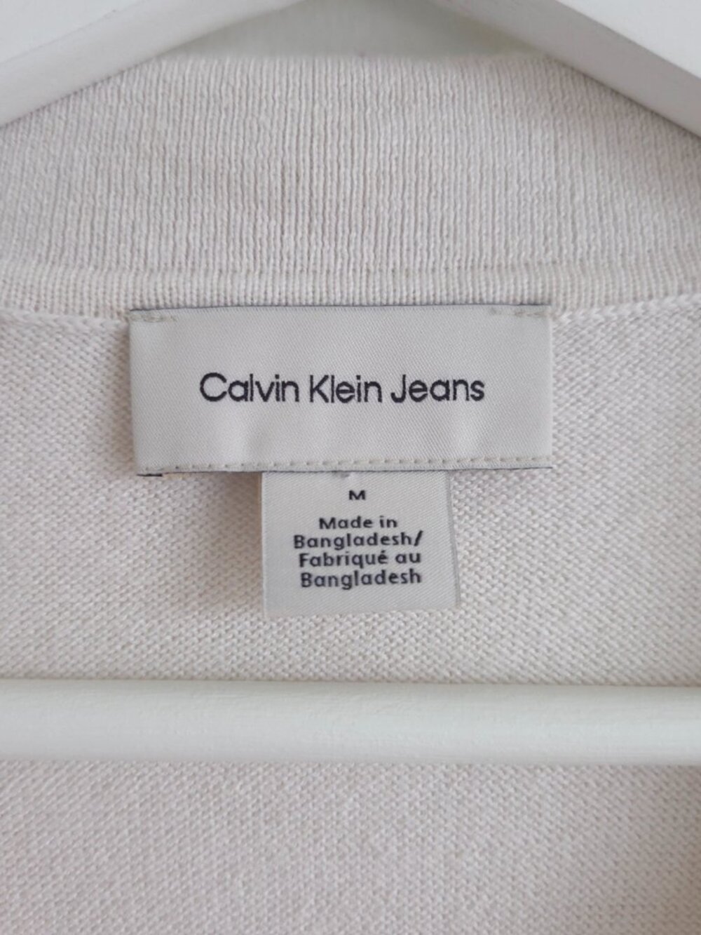 Calvin Klein Jeans Collared V Neck Striped Cotton Cropped Sweater - Picture 4 of 10